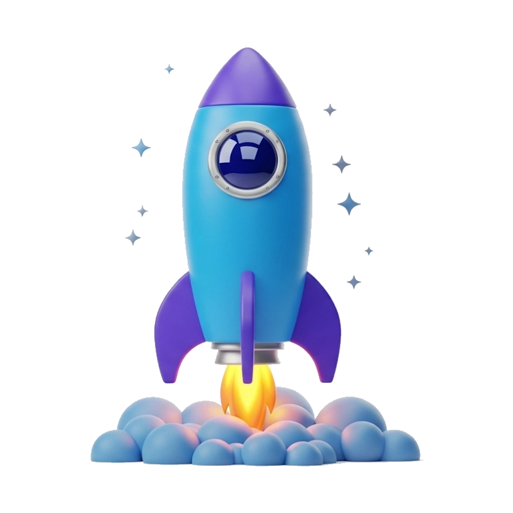 Rocket ship going over a building
